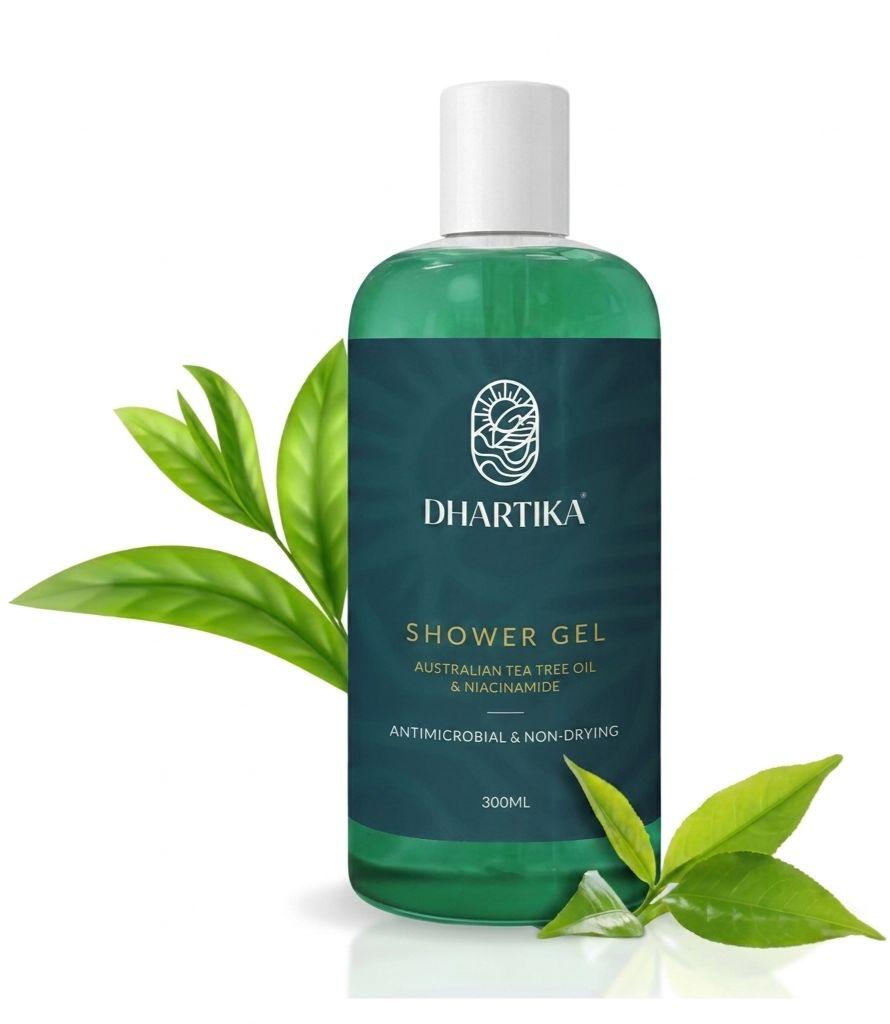 Dhartika Tea Tree & Niacinamide Shower Gel bottle