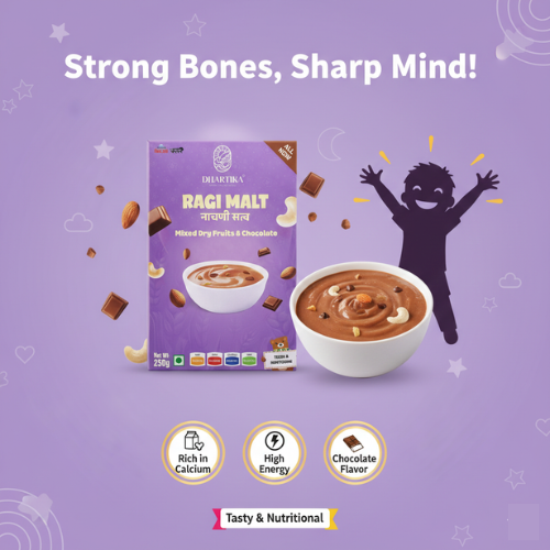 DhartiKa Dry Fruits with Chocolate Ragi Malt Pack of 2