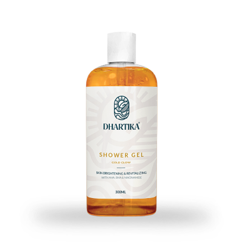 Dhartika Gold Glow Shower Gel with AHA BHA & Niacinamide – For Radiant Skin