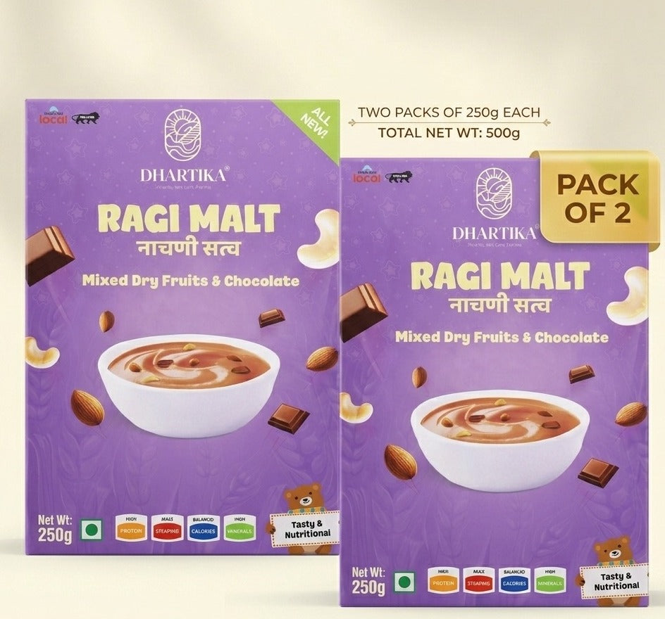 DhartiKa Dry Fruits with Chocolate Ragi Malt Pack of 2