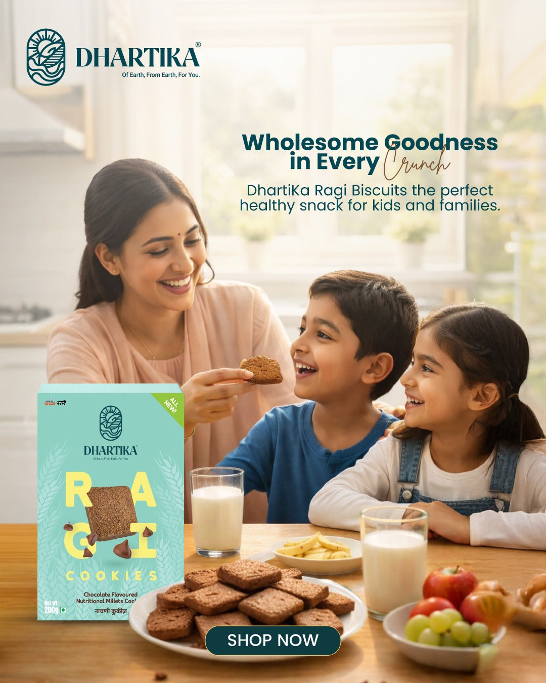 ⁠DhartiKa Chocolate Ragi Cookies Pack of 2
